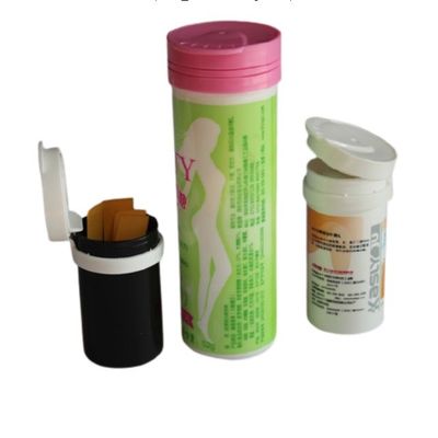 Customized Color Effervescent Tablet Flip-top Tube with Desiccant and Food Grade Plastic