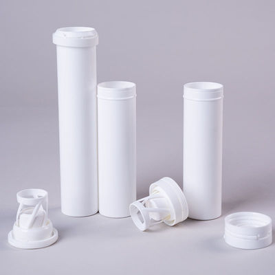 Food Grade PP Plastic Effervescent Tablet Tube Bottle with Custom White Print and Cap