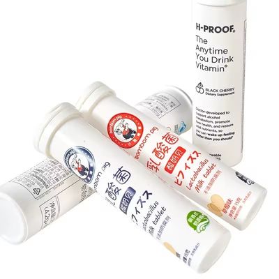 購入 発泡錠 フリップキャップ付きの瓶 白色 カスタム製 ビタミンプラスチックパッケージ オンライン製造