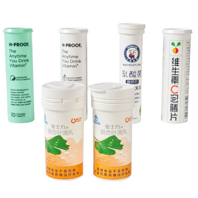 Customized Logo Small Capacity White Plastic Vitamin C Medicine Pill Bottle With PP Cap