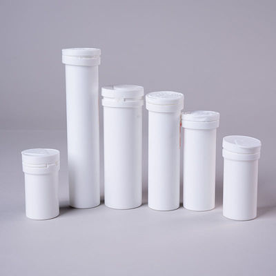 OEM Effervescent Tablet Container White Straight Print Custom Tube with Desiccant Cap